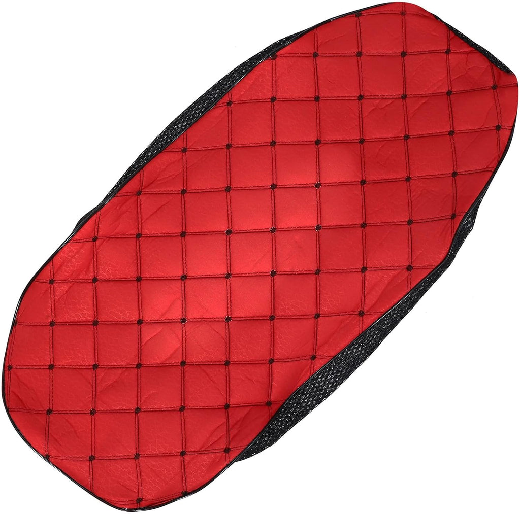 Motorcycle Seat Cushion Cover Red Fabric Breathable Anti-Slip Protector for Scooter and Electric Bike Large Size All-Season Use