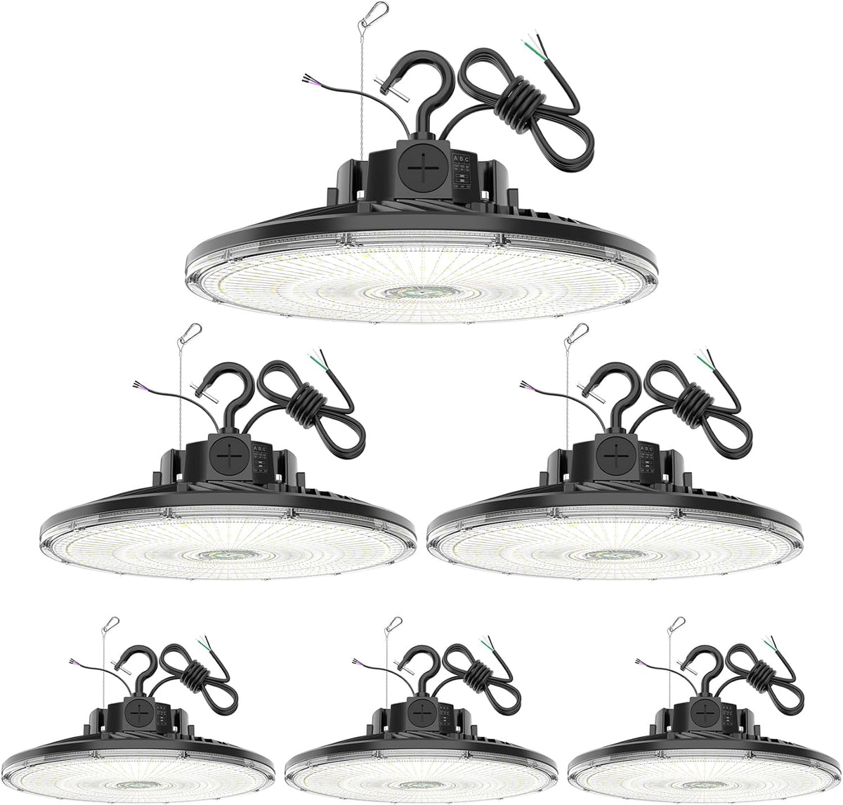 6 Pack 480V LED High Bay Light UL DLC Listed UFO Light 150W 100W 80W Adjustable