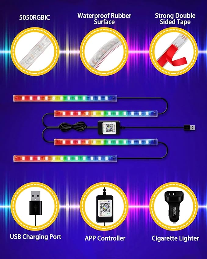 YM E-Bright RGB Car Led Strip Lights - Image 4