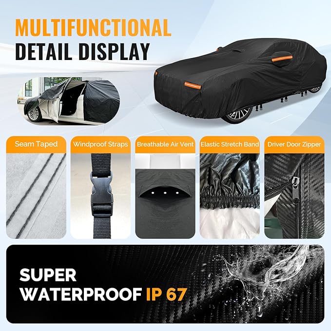 30 Layers Car Cover for Automobiles All Weather Waterproof, Outdoor Snowproof - Image 4
