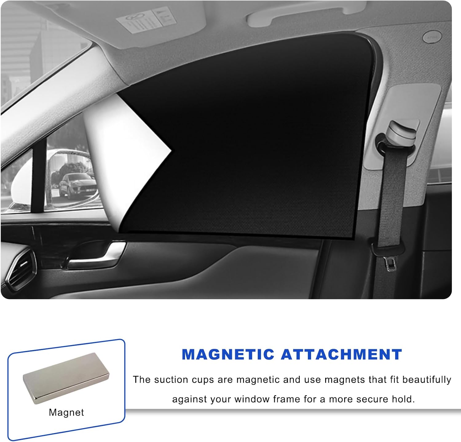 4 PCS Car Side Window Sun Shades, Magnetic Auto Side Window Sunshade Protects from Heat and UV Rays, Magnetic Sun Blocker Windows Cover for Most Vehicles, Car Accessories (Front/Rear Window)