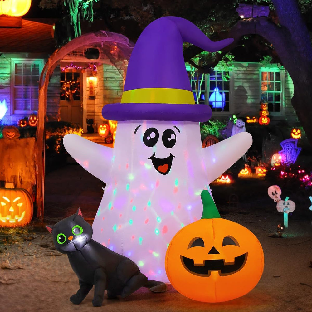 GOOSH 5 FT Halloween Inflatables Ghost Outdoor Decorations Blow Up Yard Cute ...