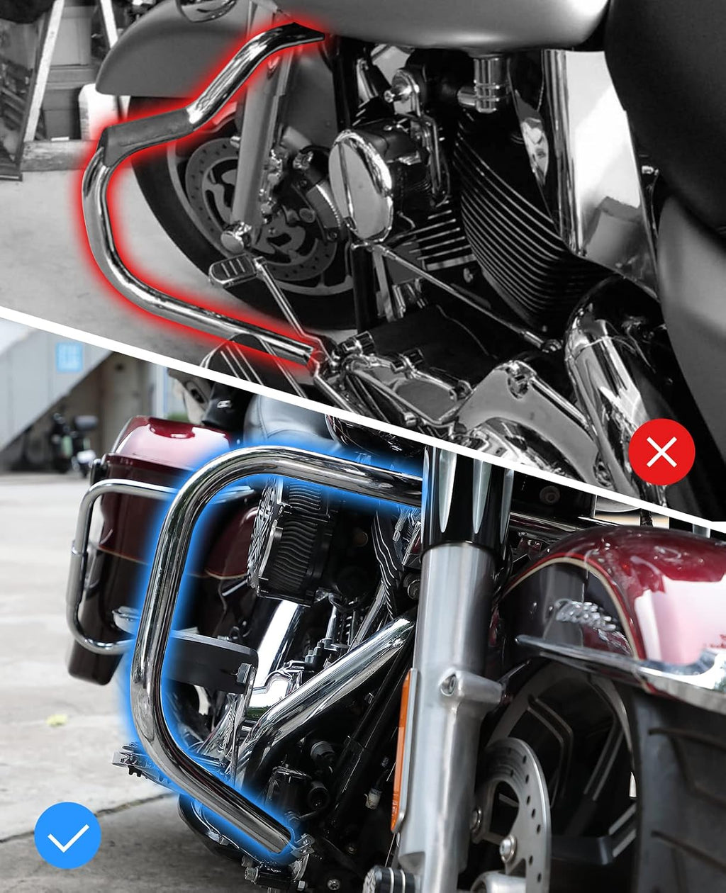 KEMIMOTO Soft Lowers Chaps Highway Crash Bar Covers Motorcycle Leg Warmers Compatible with Touring Road King Road Glide Electra Glide and Trike Models After 1980-2024 2025