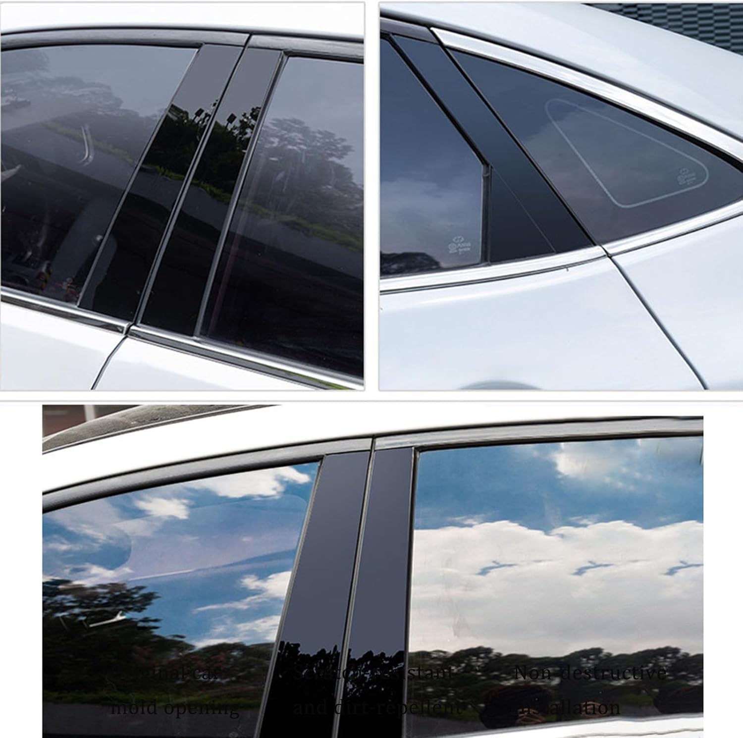 Automobile Door Window Pillar Post Trim B Pillar Molding Trim Fit for Jeep Cherokee 2014-2022 6Pcs