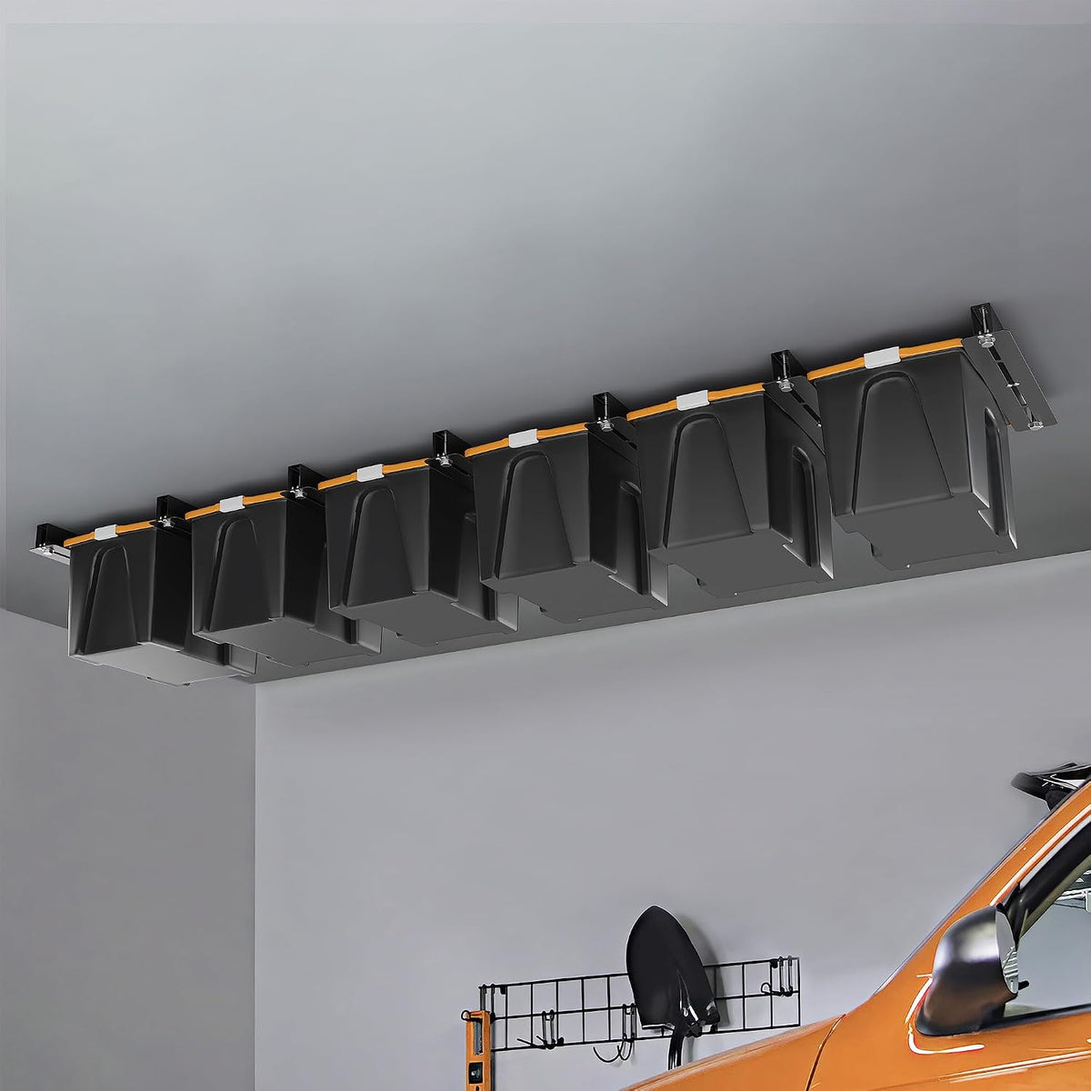 ultrawall overhead garage storage racks for bins, ceiling, package contents