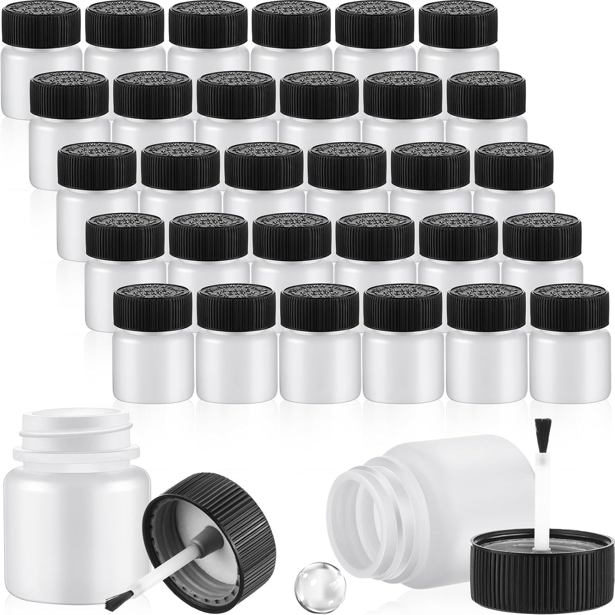 Maxcheck 180 Pcs Empty Touch Up Paint Bottles Container 1oz 30ml Reusable Small