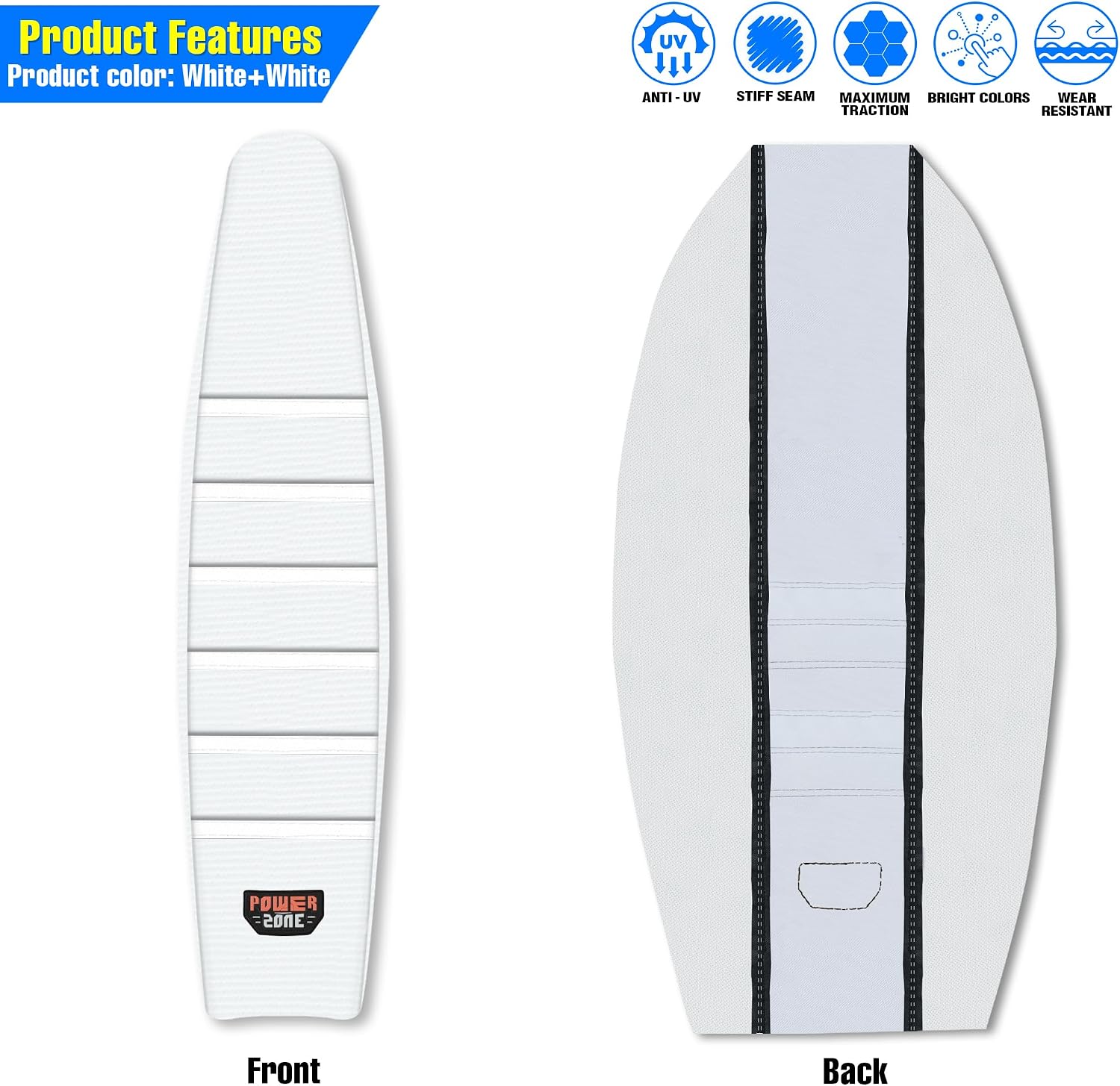 Universal Ribbed Dirt Bike Seat Cover - Gripper Soft Seat Cover for Most Dirt Pit Bike Motorcycle (All White)