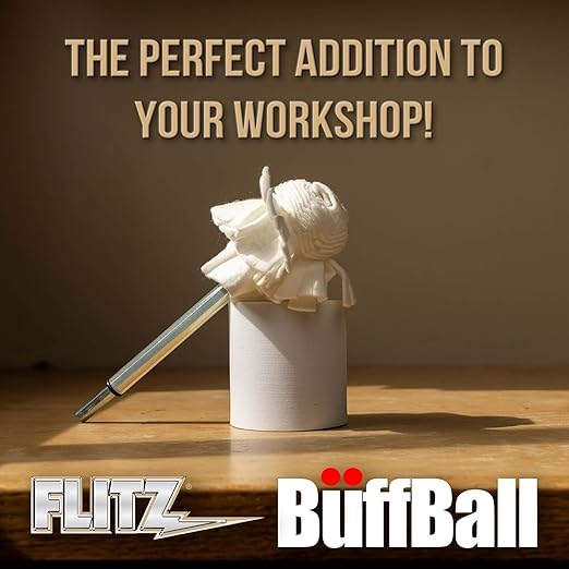 Flitz Buff Ball w/ 1.76oz Metal Polish Paste - 2in Drill Buffer Polisher - Image 2