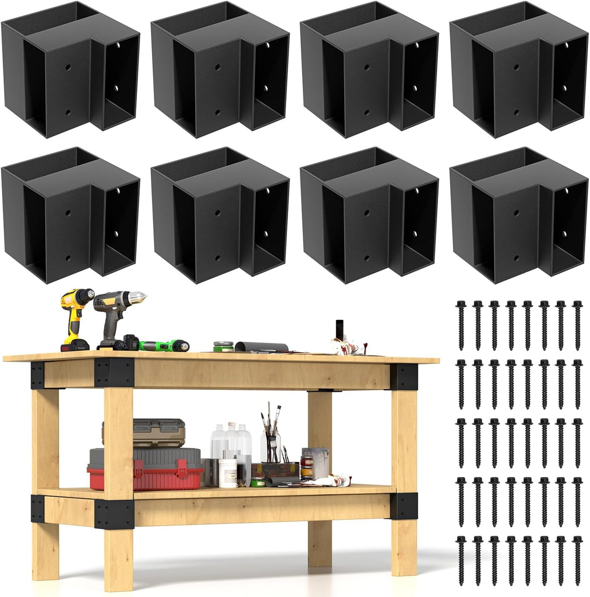 set of 8 heavy duty workbench bracket kit, main product view