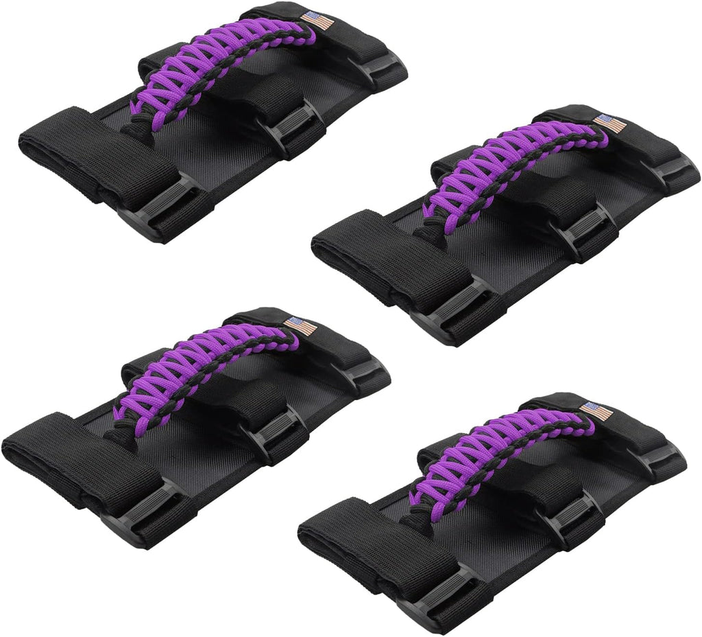 4 X Roll Bar Grab Handles Grip Handle Compatible with Jeep Wrangler JLU JK JKU TJ YJ LJ JT JL & Gladiator JT 1955-2022 UTV & ATV(Purple)
