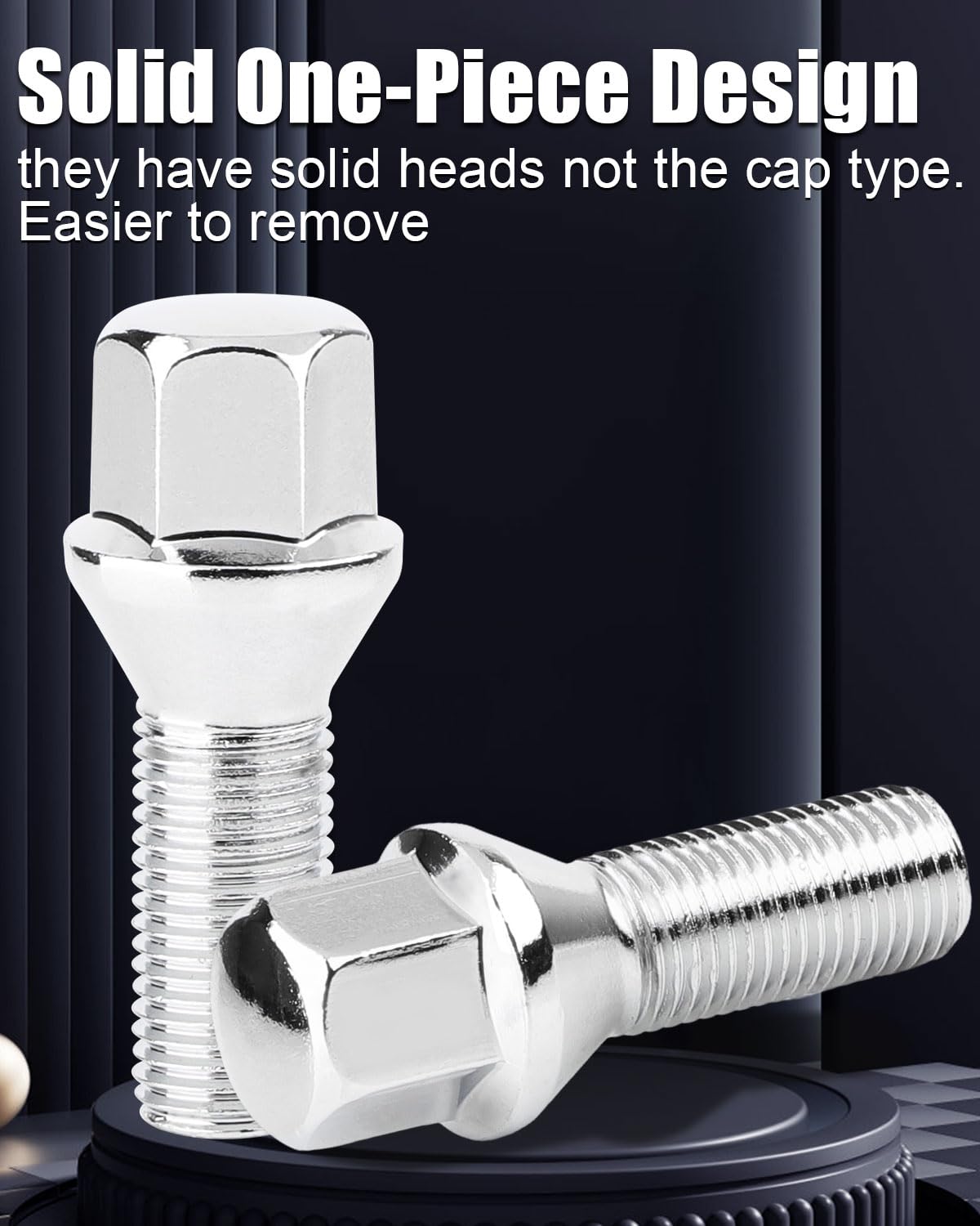 GAsupply 14x1.5 28mm Shank Lug Bolts, 20pcs Chrome Conical Seat 56mm Tall Lug Studs for Wheel Spacers, 17mm Hex