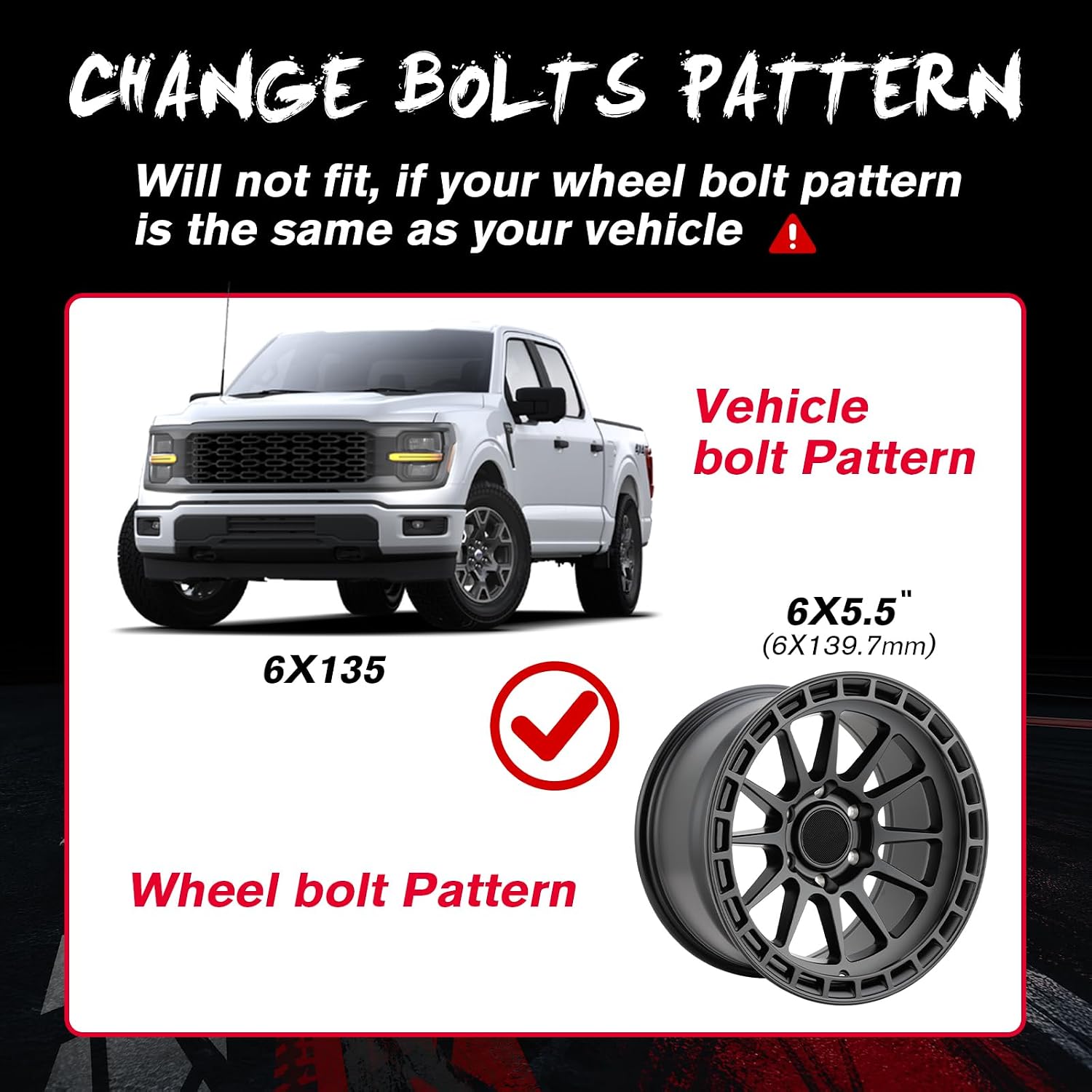 KSP 6X135 to 6x5.5 Conversion Spacer, Change Bolt Pattern Wheel Adapter fit Silverado Ram Wheel Install on F150 Vehicle with 87.1mm Hub Bore, Front and back are widen by 3in (each 1.5")14x1.5 Stud