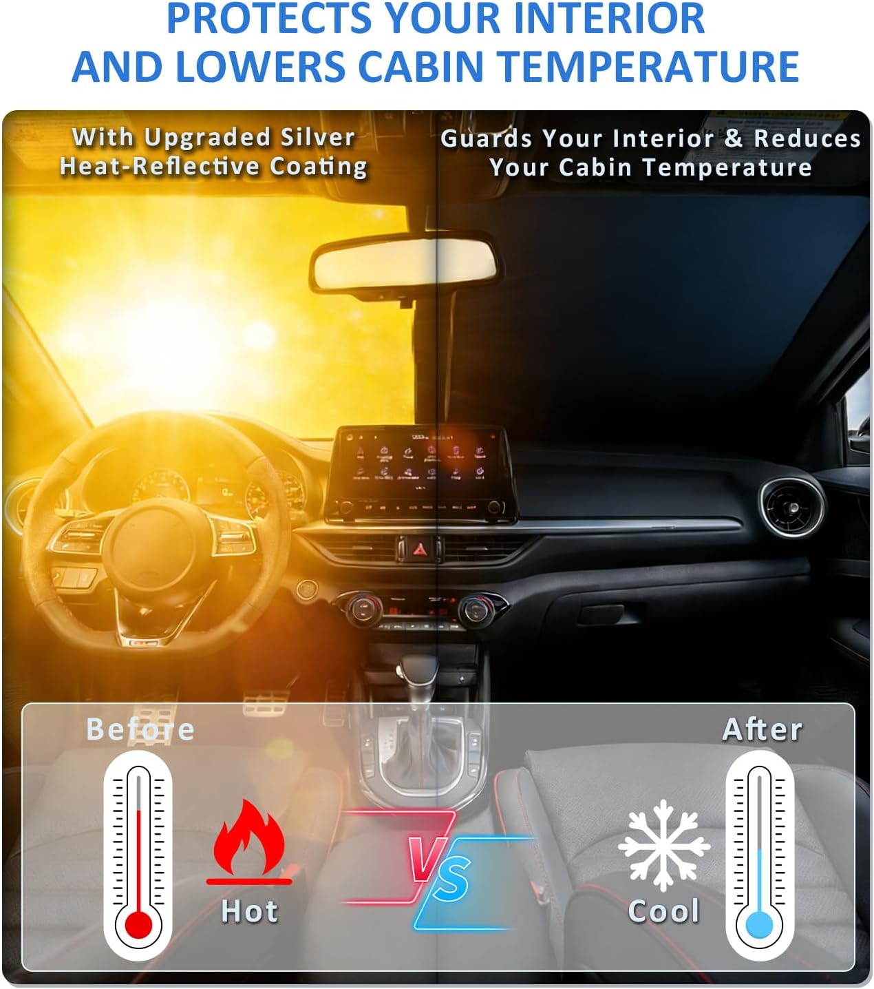 Windshield Sun Shade for Acura TLX 2021-2025/Kia Forte 2019-2026 | Front Window Sun Visor Protector & Heat Shield, 240T Sunshade Protection Blocks UV Rays, Car Accessories