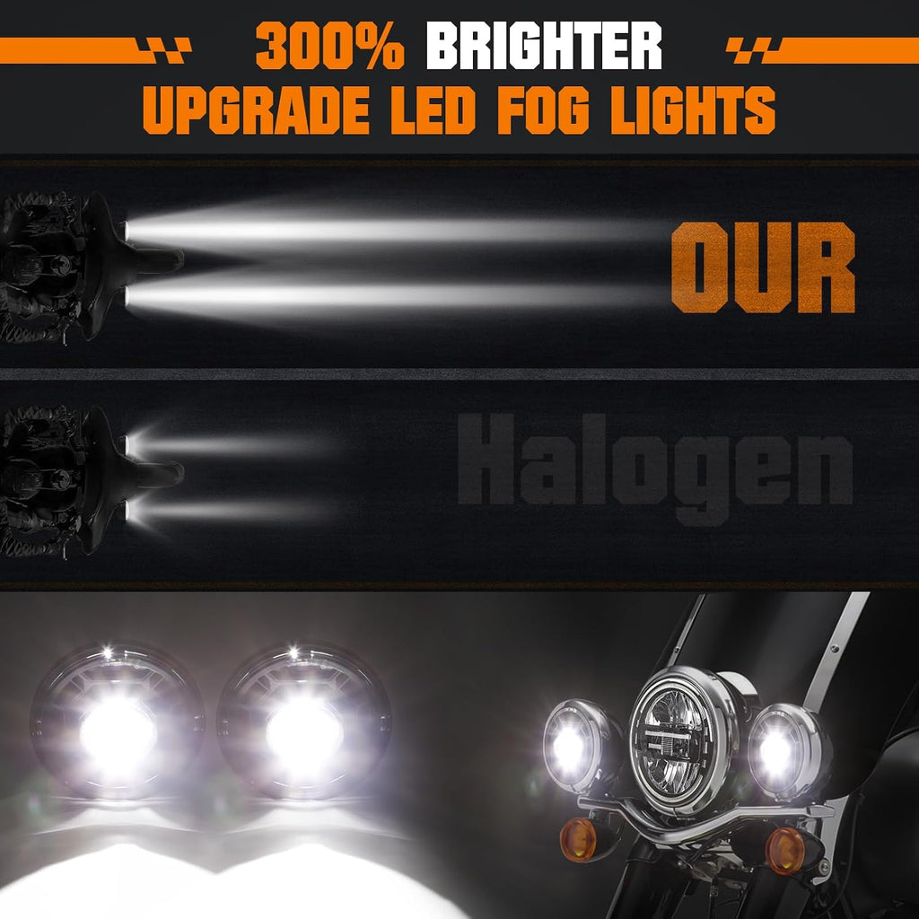 4.5" Motorcycle fog Lights 2PCS, Round LED Fog Lamps for Motorcycle Harley Davidson Accessories Electra Street Glide Heritage Softail Classic Road King
