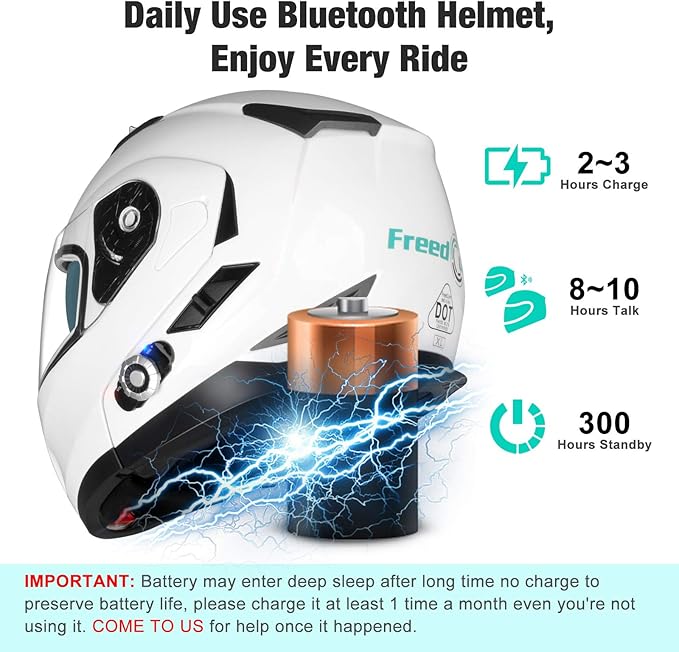 FreedConn BM2-S Bluetooth Motorcycle Helmet, Flip-Up Modular Motorbike Helmet - Image 6