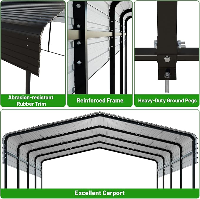 10 x 15 FT Metal Carport with Heavy Duty Galvanized Steel Roof & Durable Frame - Image 5
