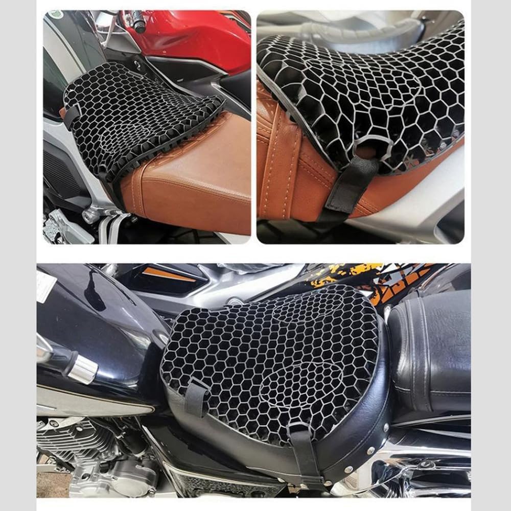 Motorcycle Seat Cushion for Kawasaki Versys X300 300 Versys X250 1000 Versys1000, Non-Slip Moto Gel Seat Pad, 3D Honeycomb Structure Shock Absorption and Breathable Seat Cover for Long Rides