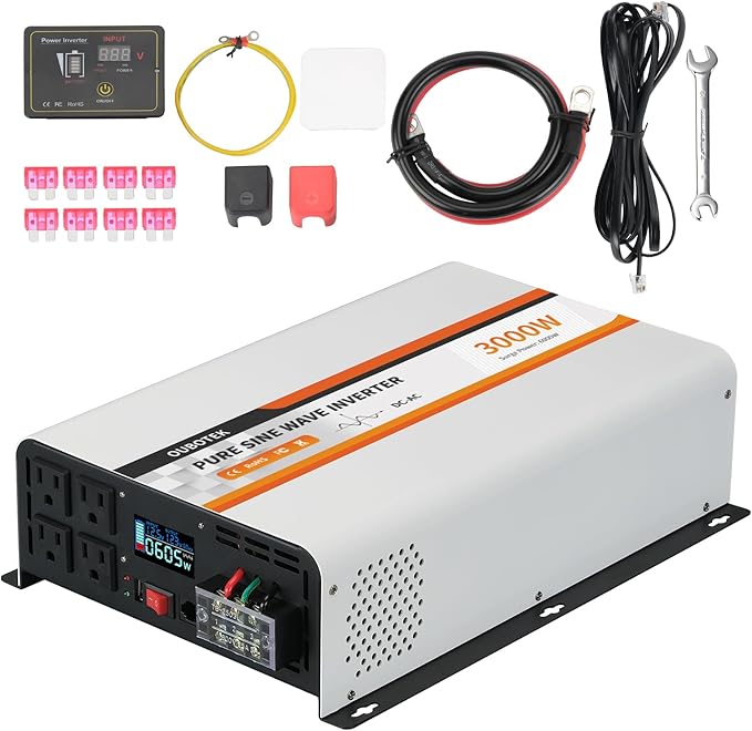 3000 Watt Pure Sine Wave Inverter, DC 12V to AC 120V