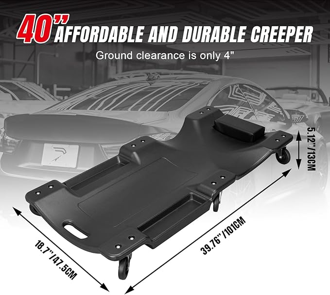 BIG RED ATRP6240BR-1 Blow Molded Plastic Rolling Garage/Shop Creeper: 40" - Image 2