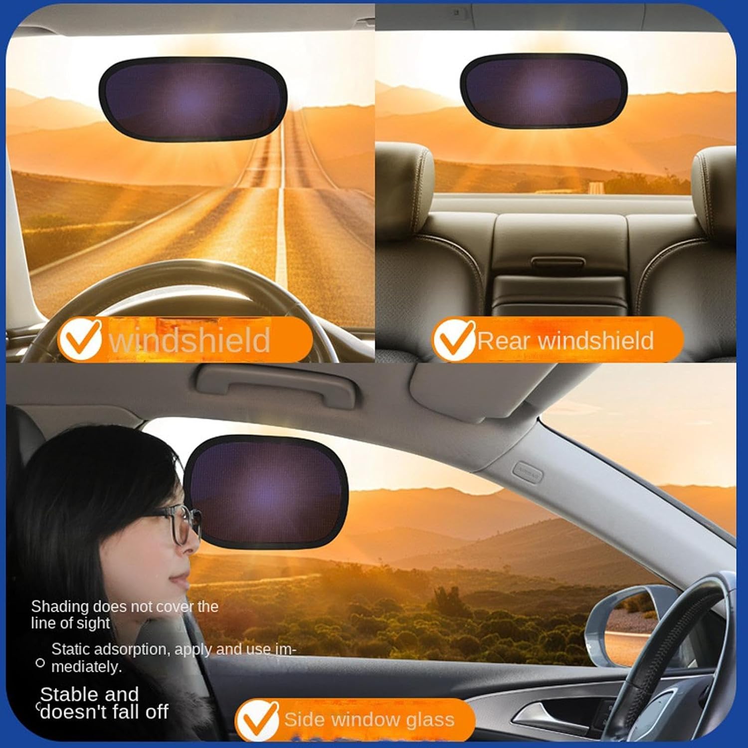 2 Pack Car Window Shades, 9.64"x6.69" Sun Shade Blocker, Side Window Screens, UV Protection Automotive Interior Accessories, for Kids Dog Passenger Summer