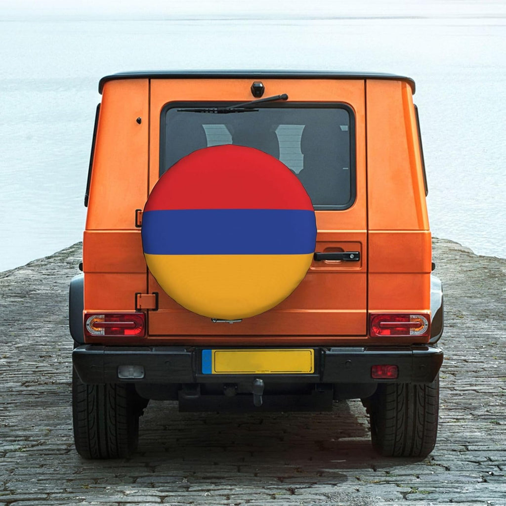 Flag of Armenia Print Universal Spare Tire Cover for RV, Jeep | Wheel Protector Fits Rv, Trailer, Jeep, Shield Tires From Sun, Dirt And Rain For Outdoor Storage