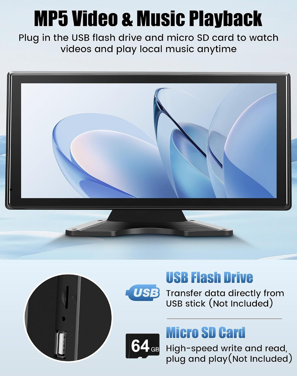 Wired Backup Camera System for Truck/RV, 10.36" HD Touch Screen Monitor