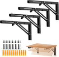 ravinte matte black folding shelf brackets, 16 inch, main product view