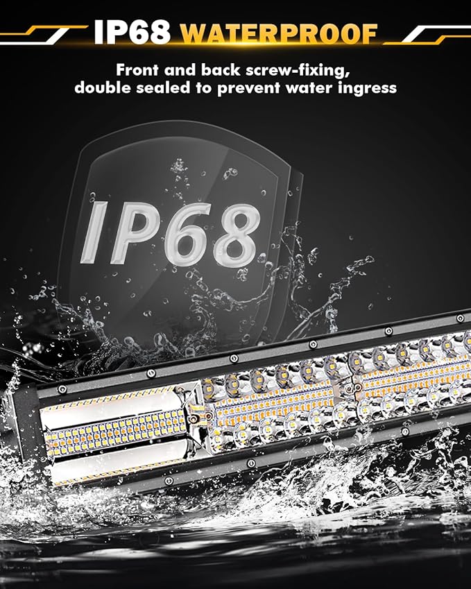 Auxbeam 22 Inch LED Light Bar, 120W 6 Modes Amber White Strobe Fog Lights - Image 4