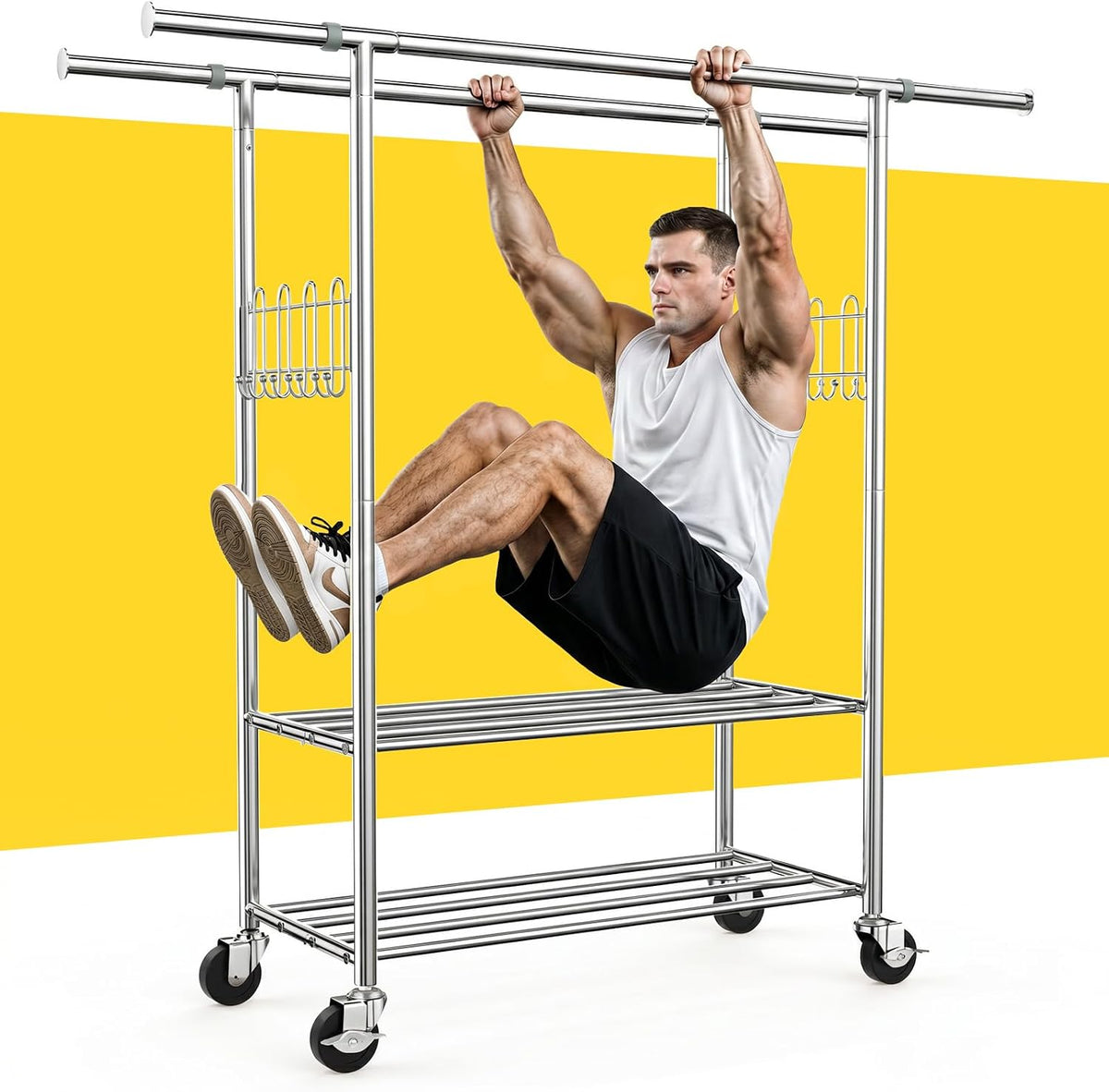 100% stainless steel heavy duty clothes rack load, main product view