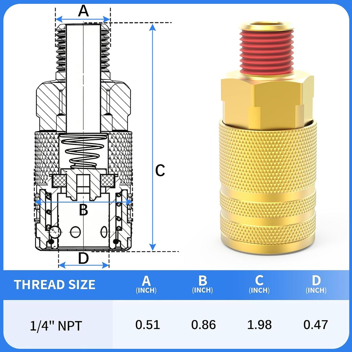 chillwaves 1/4-inch brass male industrial coupler,1/4" npt male shown in use