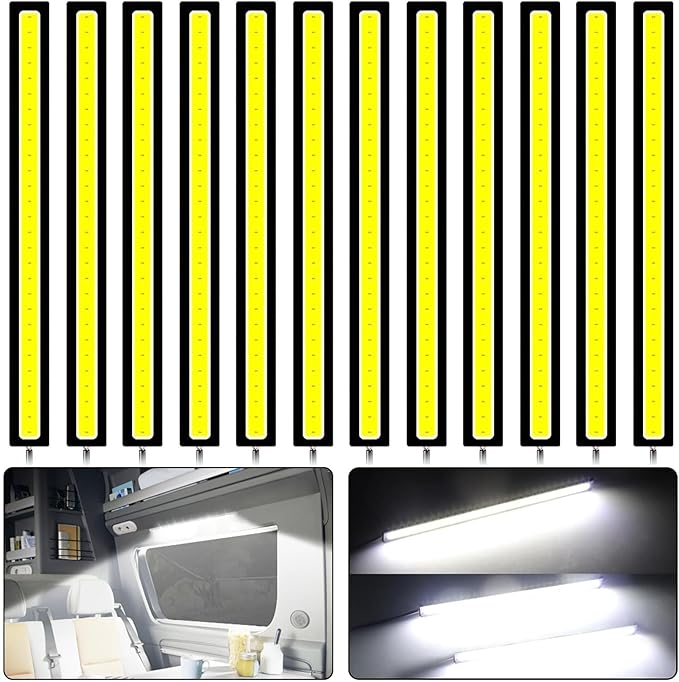 Linkstyle 12PCS 12V LED Interior Light Bar, Waterproof 28 LEDs COB Strip Light by Linkstyle