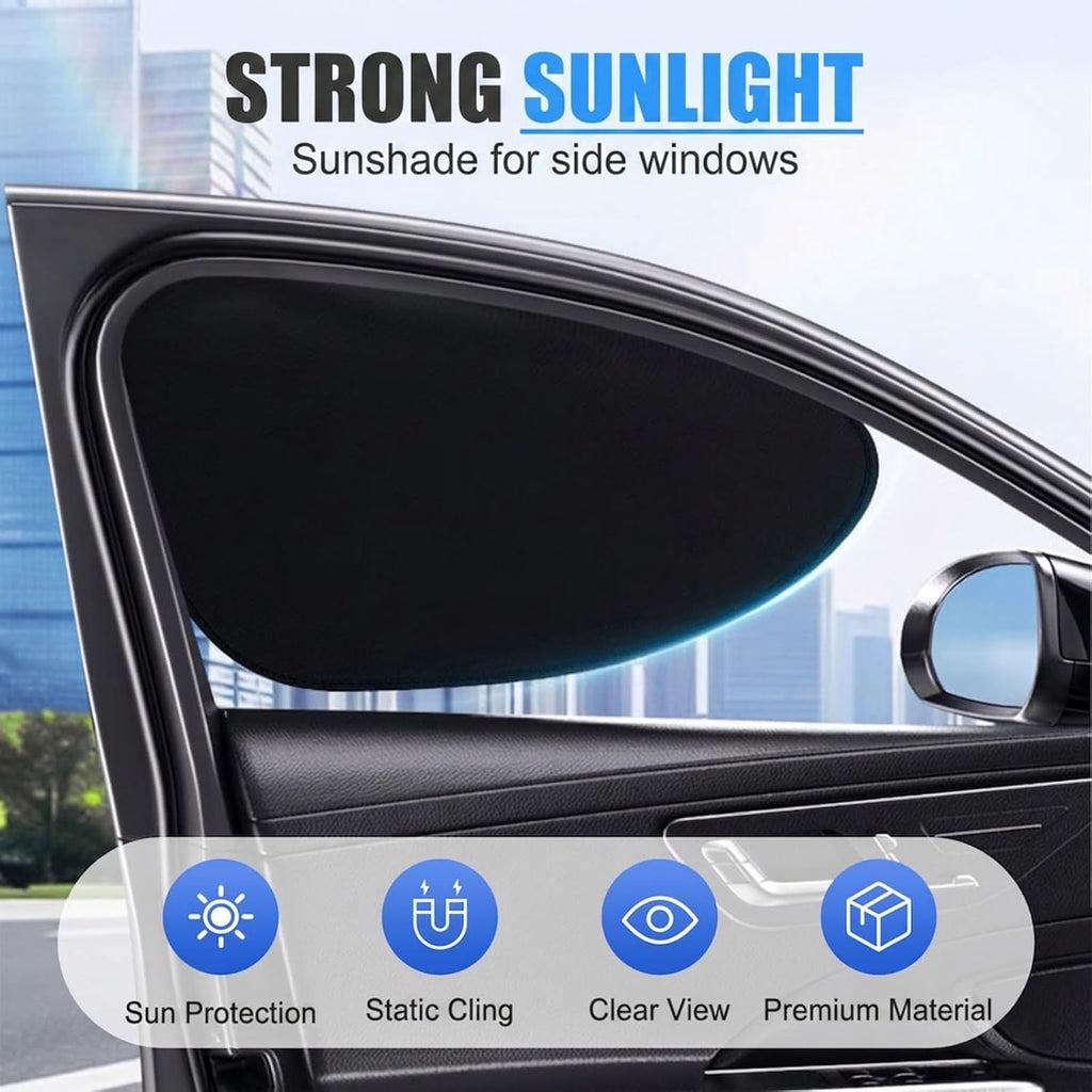 Car Side Window Sunshade, Static Cling UV Protection Sun Shade, Universal Fit for Most Vehicles (2pc Front)