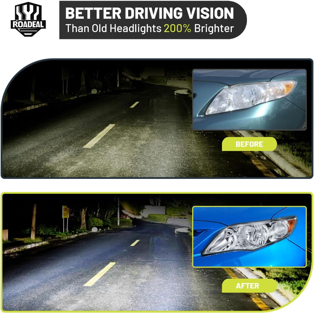 Headlights Assembly for 2009-2010 Toyota Corolla Halogen Headlamp Replacement Chrome Housing Amber Reflector Passenger and Driver Side