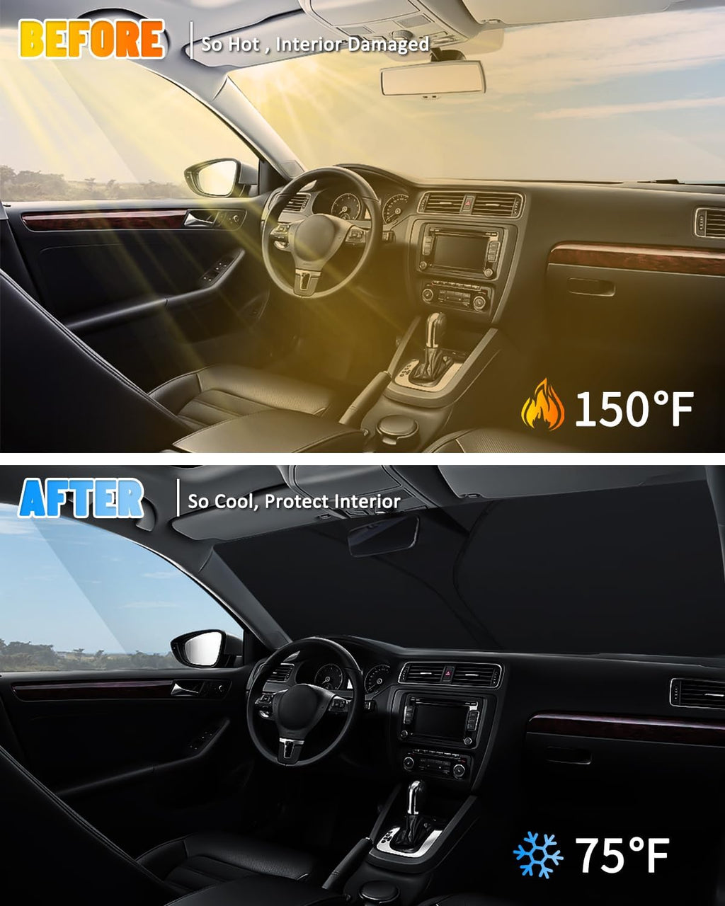 Sunset Beach Car Windshield Sun Shade Compatible with Toyota 4Runner 2010-2024 2025, Foldable Reflective Window Sunshade for UV Protection & Heat Reduction