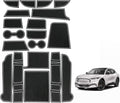 BestEvMod Compatible with Mach E Accessories 2021-2024 PVC Interior Anti Dust Cup Holder Inserts Center Console Liner Mats 18-pcs Set (V3 Fluorescent White)