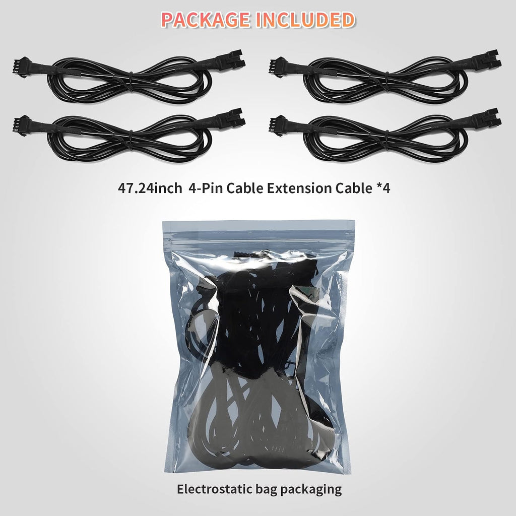 4PCS 47inch/3.93FT RGB LED Rock Lights Extension Cables Wire Cord 4PIN Snap-on Connector Underglow Lights Multi-Color Waterproof 12V for Trucks Jeep UTV ATV Golf Cart Offroad SXS RZR