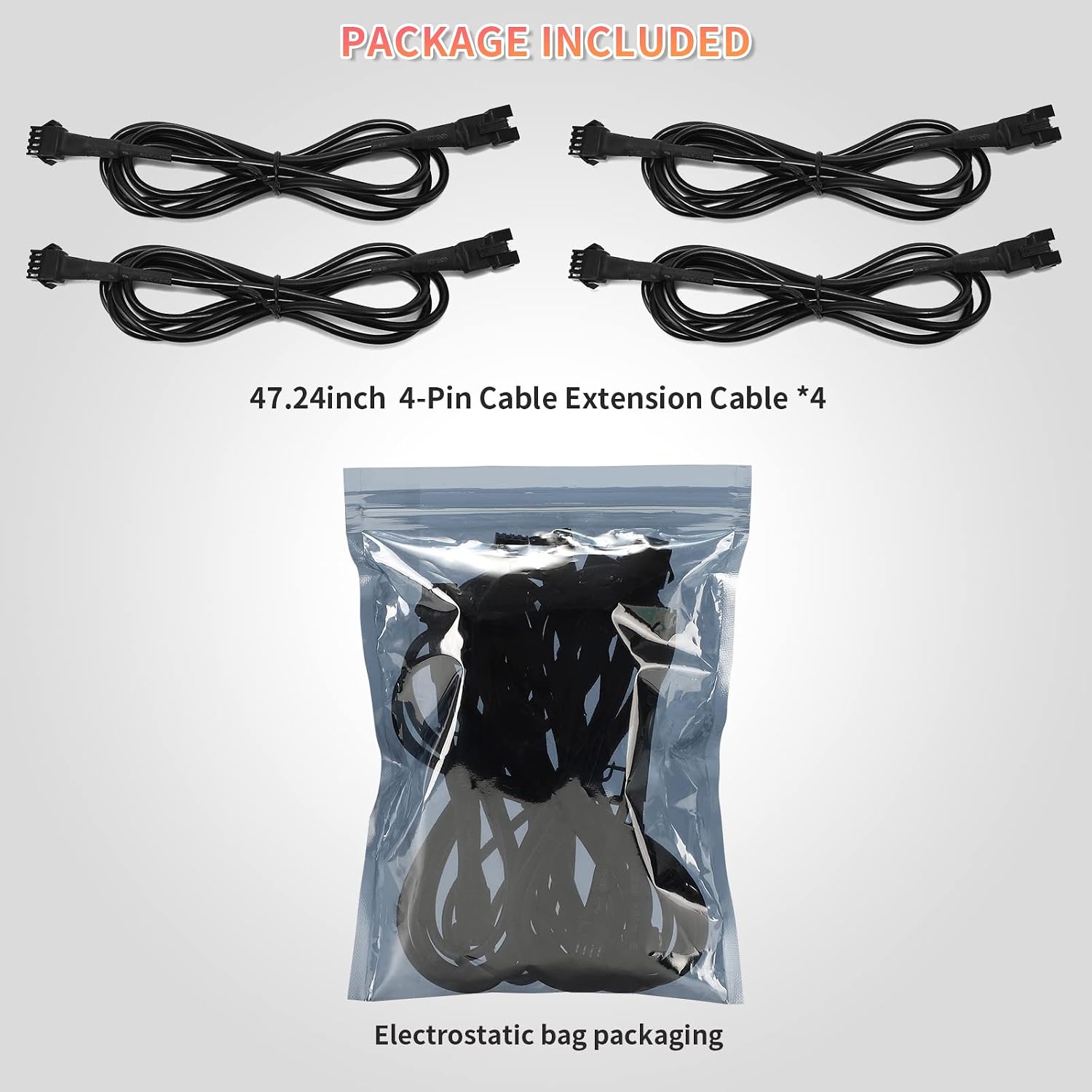 4PCS 47inch/3.93FT RGB LED Rock Lights Extension Cables Wire Cord 4PIN Snap-on Connector Underglow Lights Multi-Color Waterproof 12V for Trucks Jeep UTV ATV Golf Cart Offroad SXS RZR