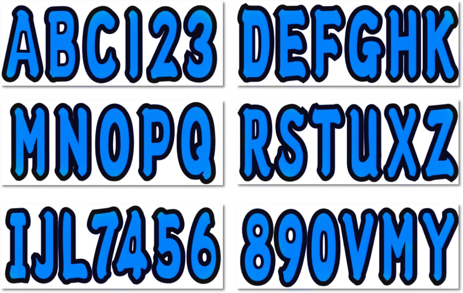 3 inch Boat Registration Number and Letter Vinyl Marine Grade Sticker Decal | Hull, PWC, Jet Ski & Pontoon, Vinyl, Waterproof & Anti-Scratch, 4 Sets, Blue