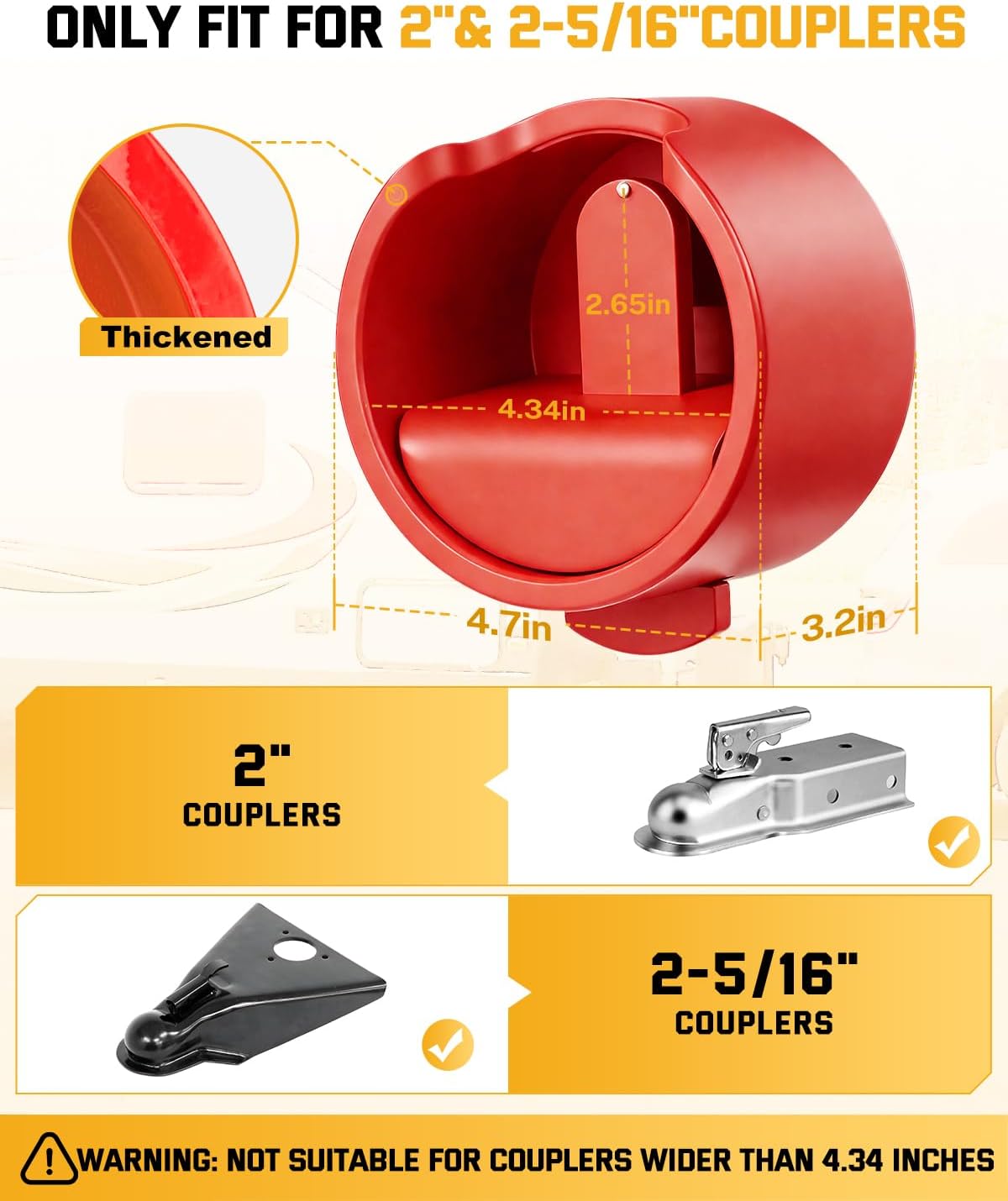 2026 𝑼𝒑𝒅𝒂𝒕𝒆𝒅 Trailer Hitch Locks, Heavy Duty Trailer Coupler Lock Fits 2-5/16"&2" Couplers, Anti-Theft Structural Steel Tongue Lock for RV, Trailer, Boat, Cargo, Camper, Utility–RED