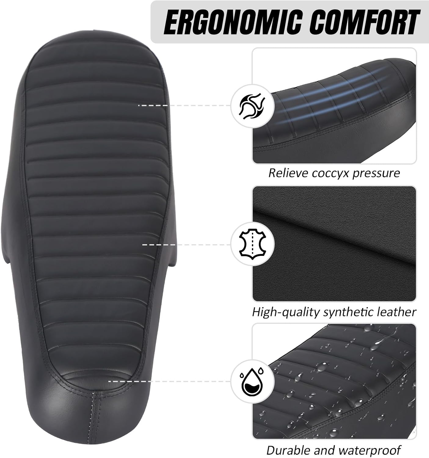 Long Extended 2 Passenger Electric Dirt Bike Seat, Soft Padded PU Replacement Cushion, Universal Fat Tire E-Bike Saddle Compatible with Ridstar Q20 Q20 Pro Lite
