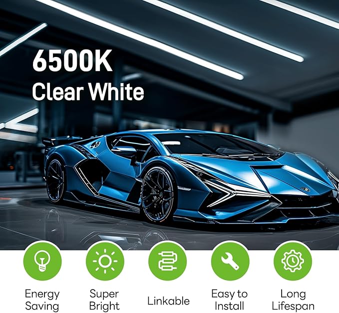 Pak 4FT LED Shop Lights, 2300LM 6500K Cool White, 20W Energy Efficient Linkable - Image 2