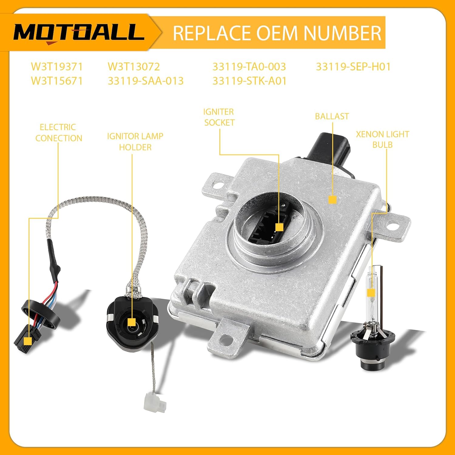 MOTOALL W3T15671 Xenon HID Ballast Control Unit Assembly Module for Acura Mazda Mitsubishi W3T19371 W3T13072