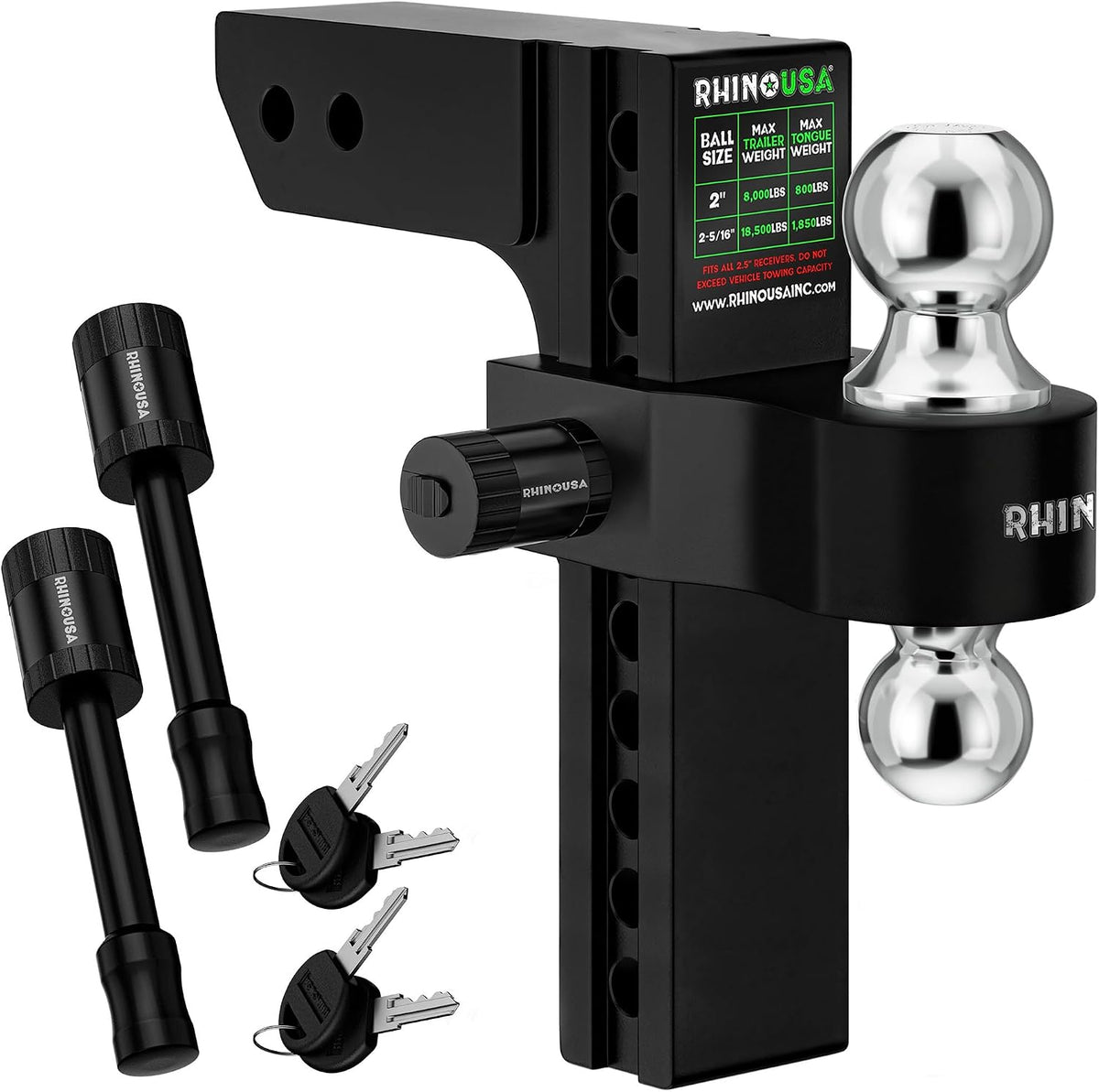 rhino usa adjustable trailer hitch (2.5in receiver), main product view