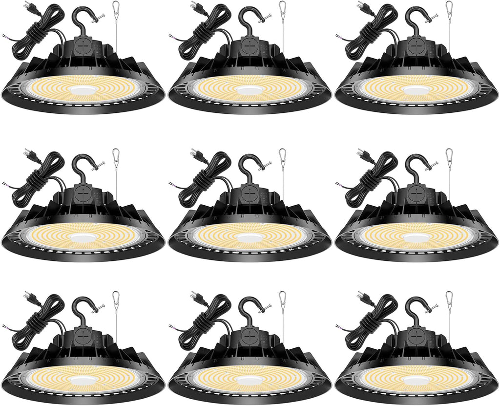 9Pack LED High Bay Lights, 300W UFO High Bay LED Shop Lights, 45000LM