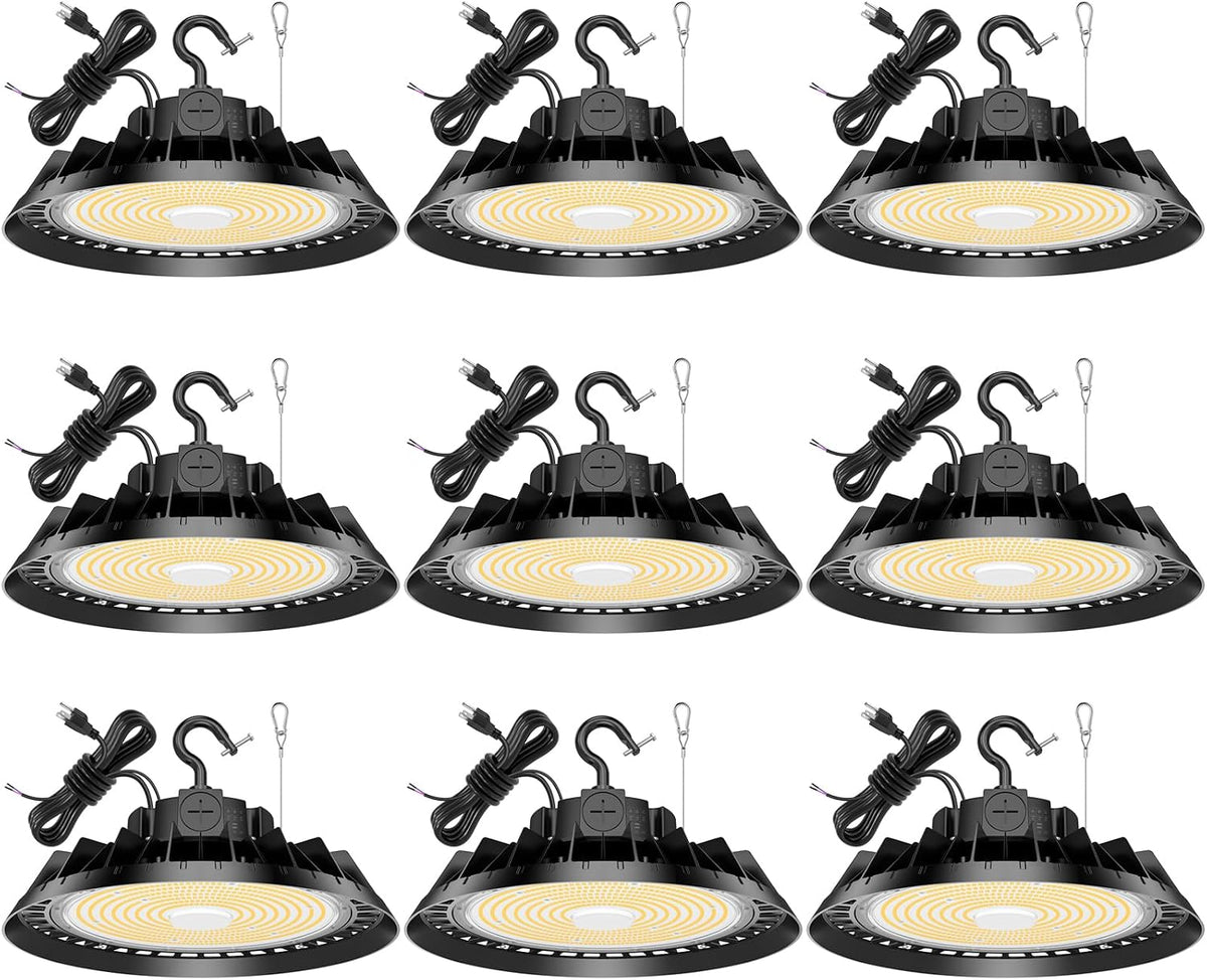 9Pack LED High Bay Lights, 300W UFO High Bay LED Shop Lights, 45000LM