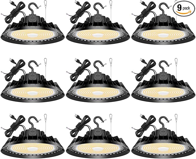 9Pack LED High Bay Lights, 300W UFO High Bay LED Shop Lights, 45000LM by BBESTLED