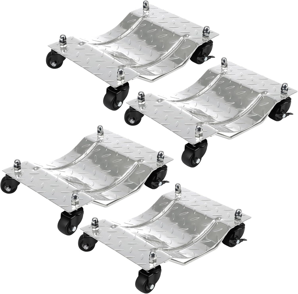 GarveeHome Car Wheel Dolly, 6000LBS Load Bearing Car Dolly Set of 4, Heavy-Duty Vehicle Dolly for Moving Cars, Trucks, Trailers, Motorcycles and Boats, Silver