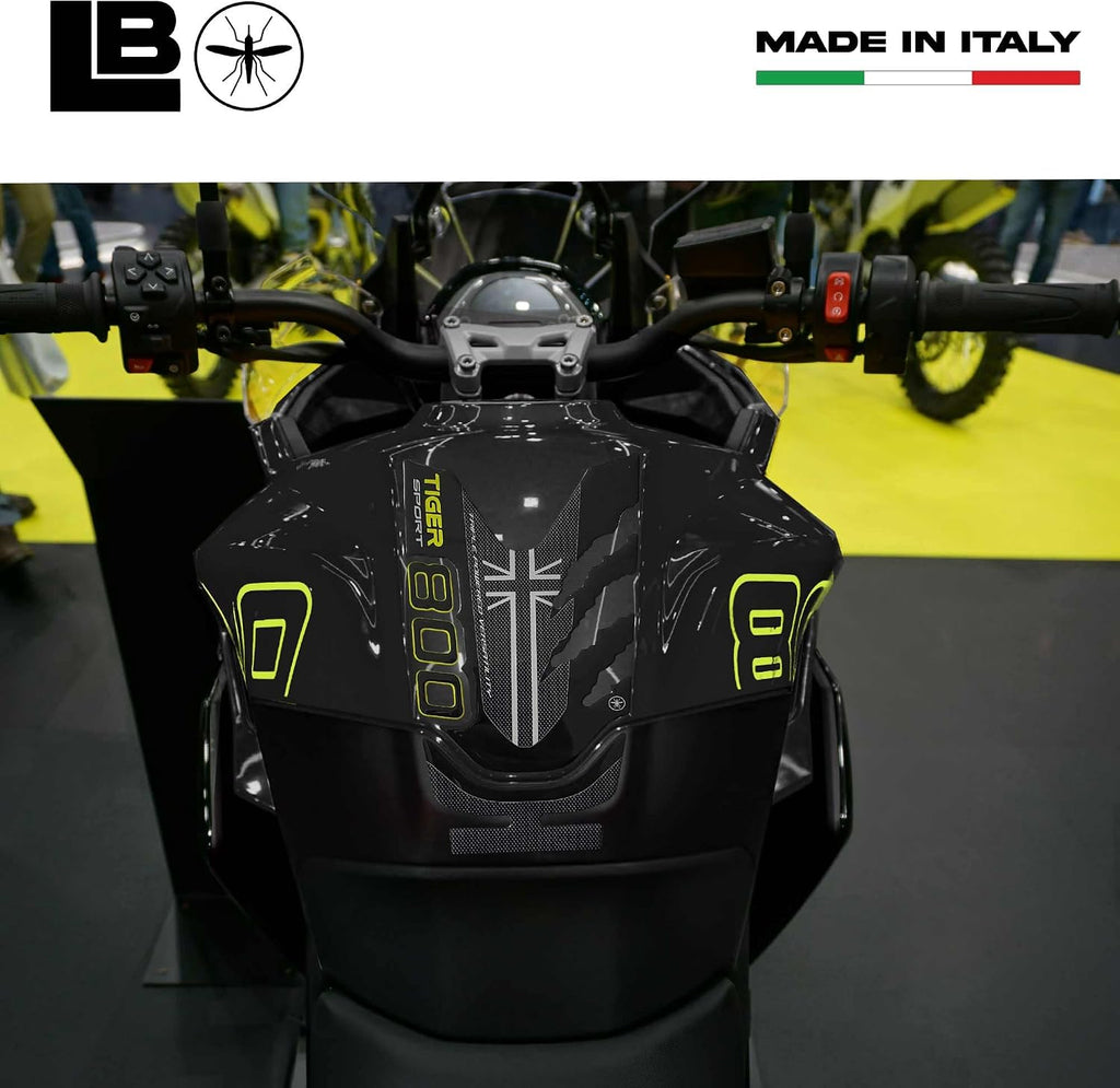 labelbike - 3D Sticker Motorcycle Tank Pad Protection and Decoration in Resin Compatible with Triumph Tiger 800 Sport 2025 - Yellow Color - Sapphire Black