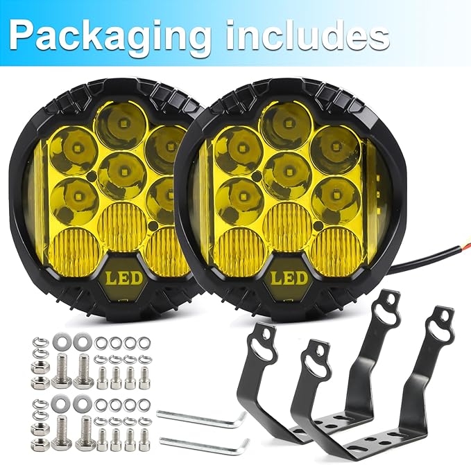 LIGBT 2PCS 5 Inch Amber Yellow Round LED Offroad Light - Image 7