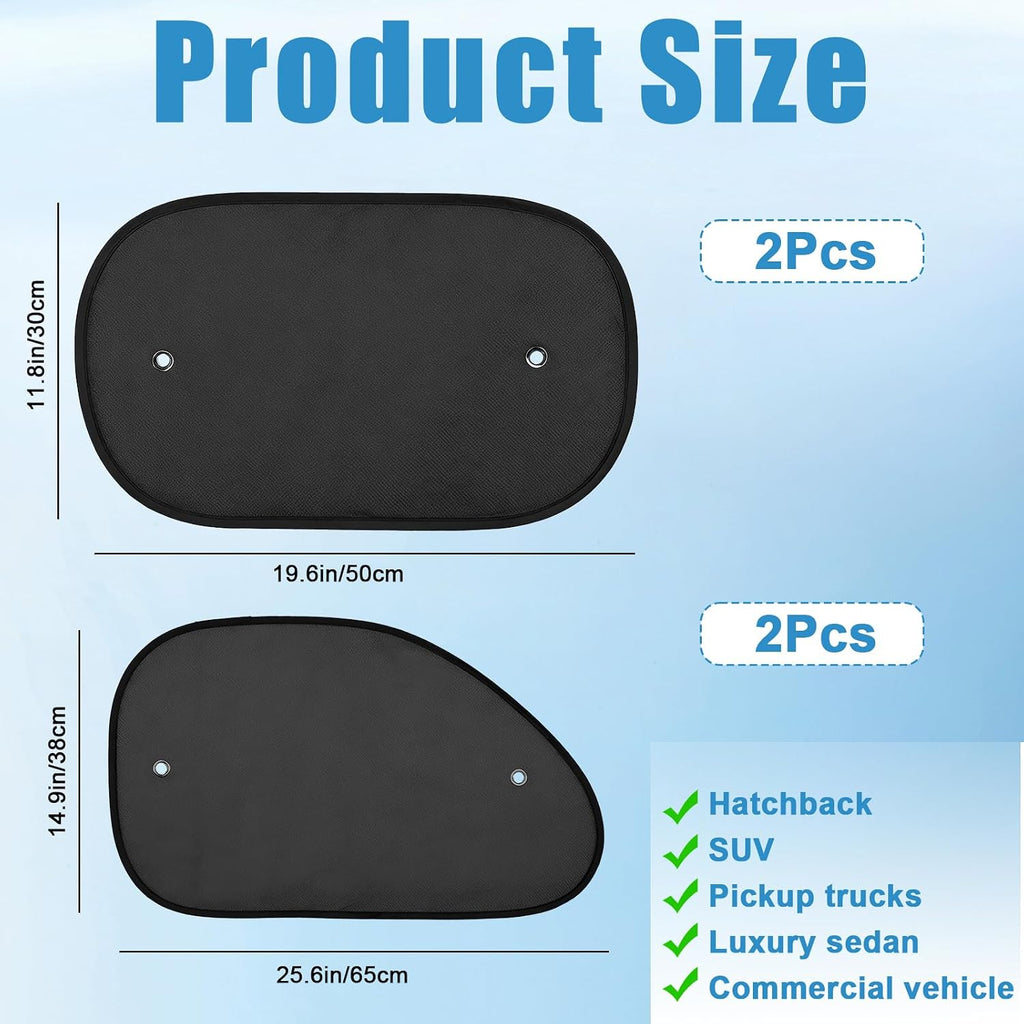 Car Window Shades for Side Window, 4 Pack 2026 New Upgrade Car Shades, Sun Shade Side Window with 8 Suction Cups, Can Blocks 99.98% UVR